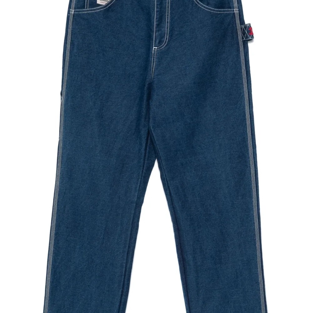 Bode 
Embroidered Denim Knolly Brook Trousers